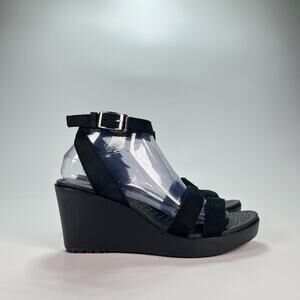 Crocs Leigh II Black Adjustable Ankle Strap Wedge Sandals 11382 Women's Size 9